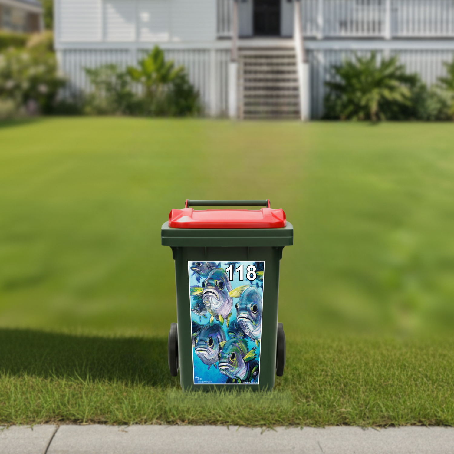 School of fish wheelie bin sticker