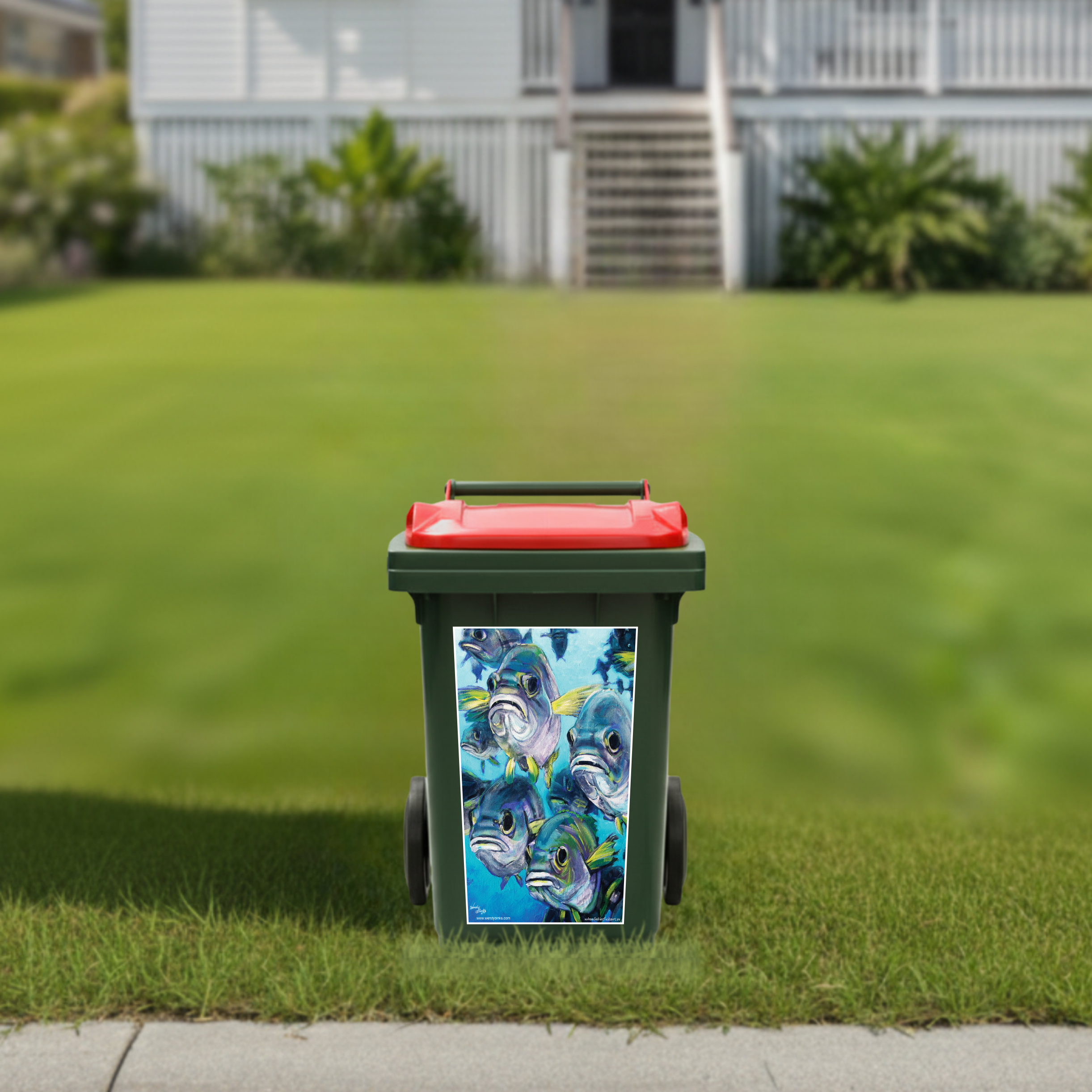 School of fish wheelie bin sticker