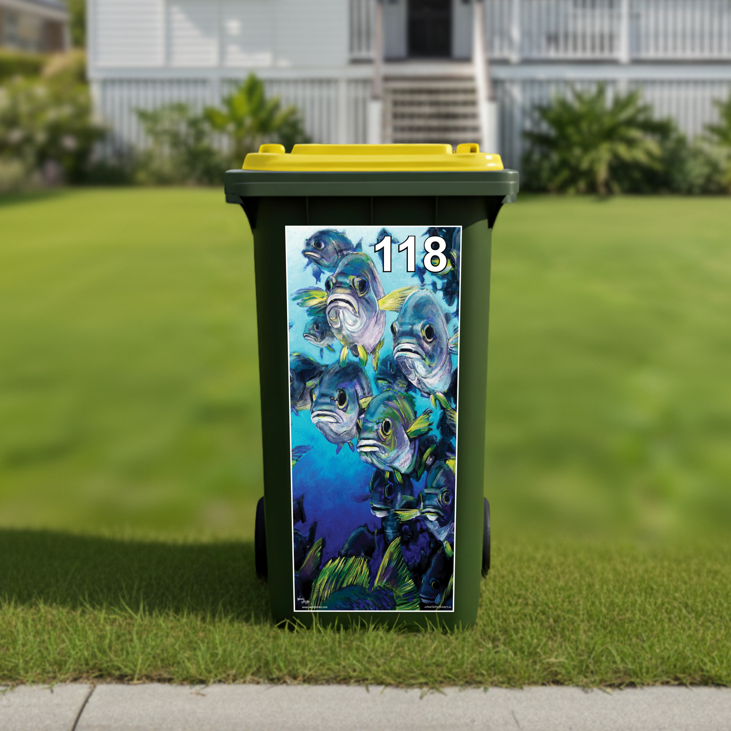 School of fish wheelie bin sticker