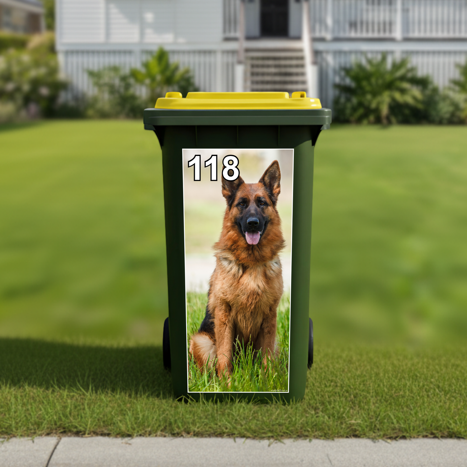 German shepherd wheelie bin sticker