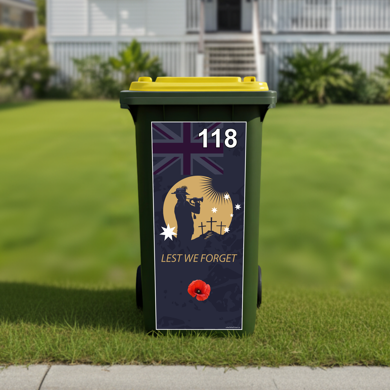 Soldier bugle wheelie bin sticker