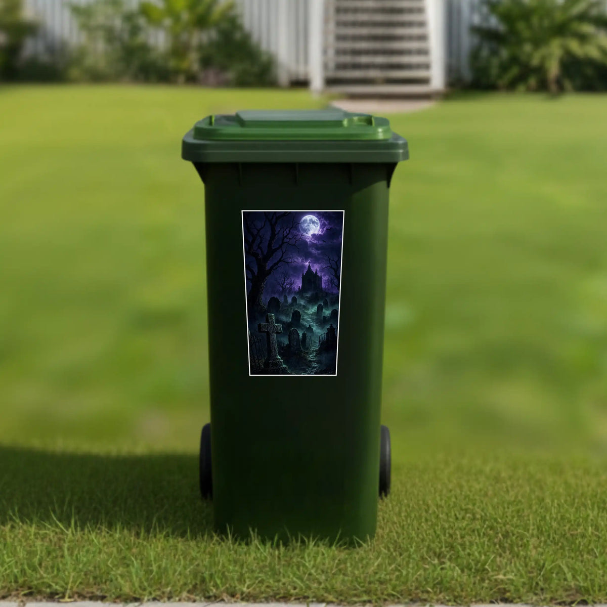 Spooky graveyard wheelie bin sticker
