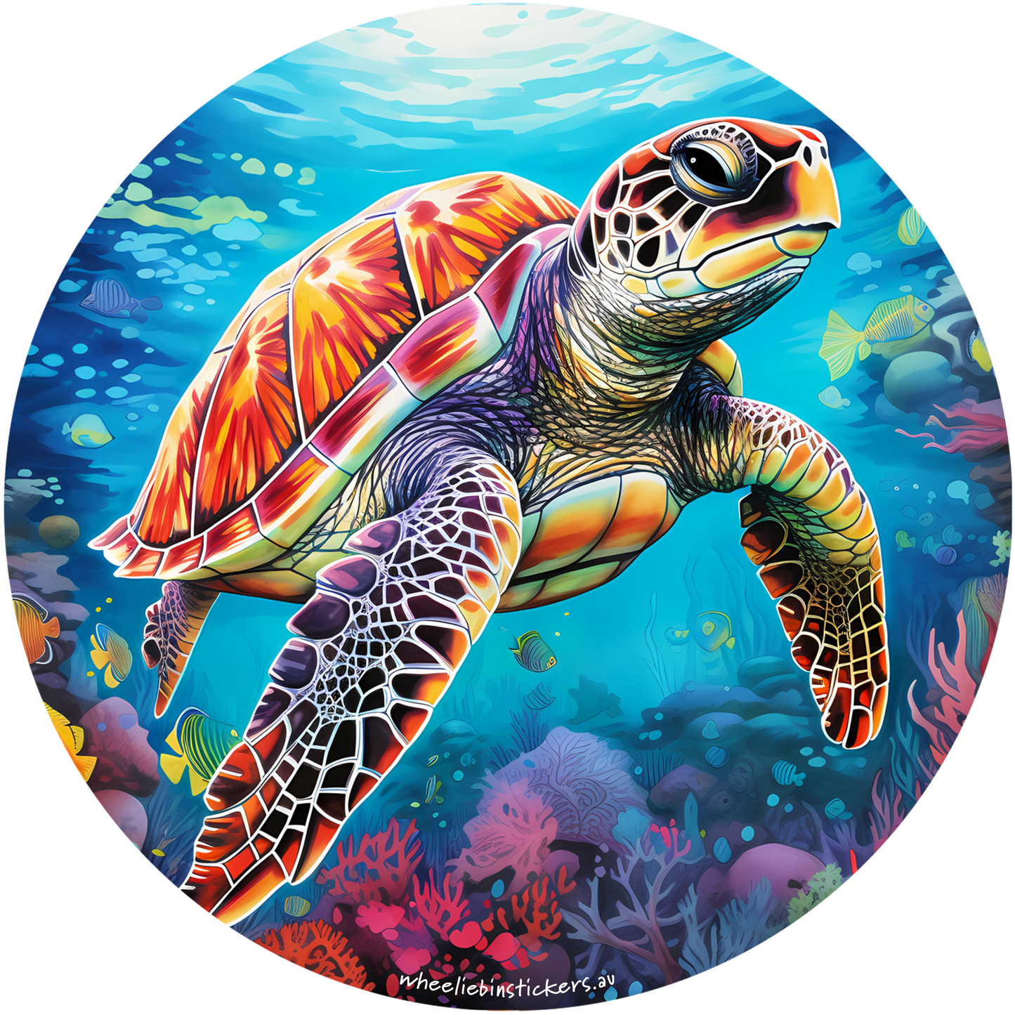 Round turtle wheelie bin sticker