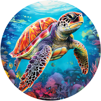 Round turtle wheelie bin sticker