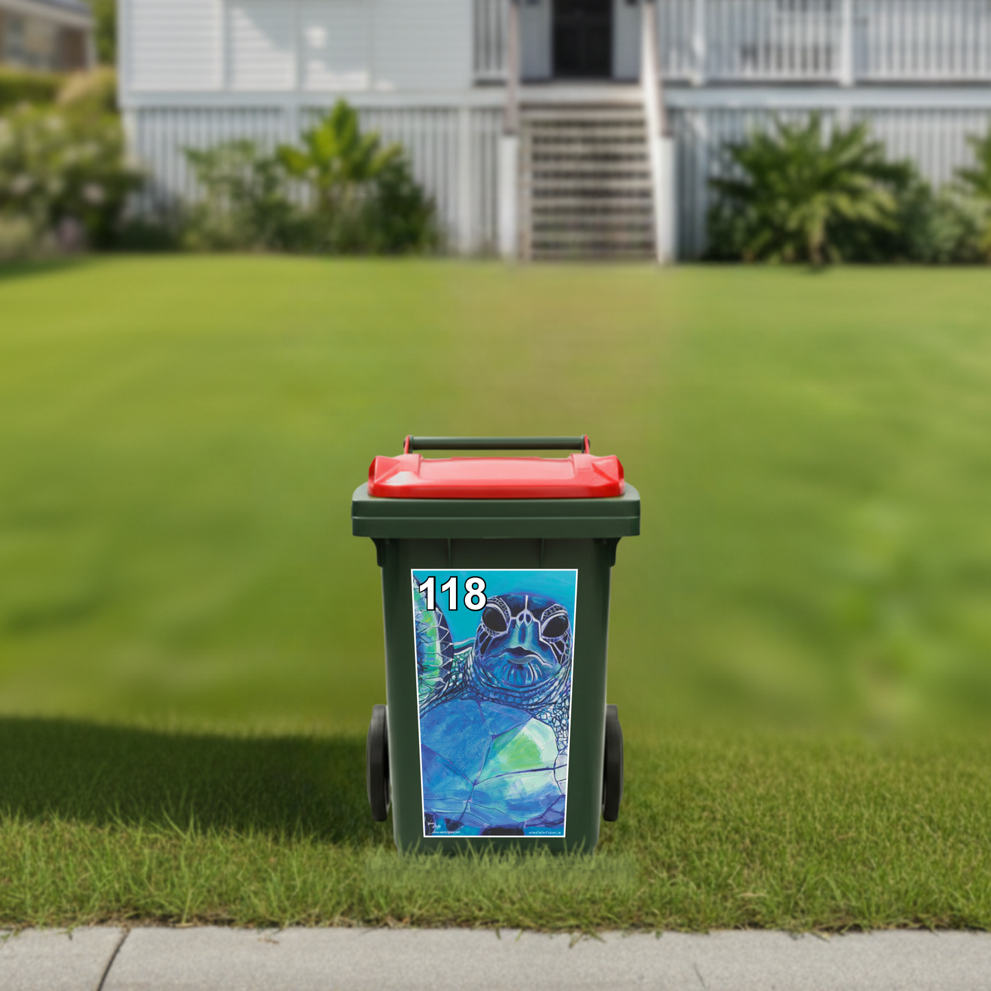 Turtle wheelie bin sticker