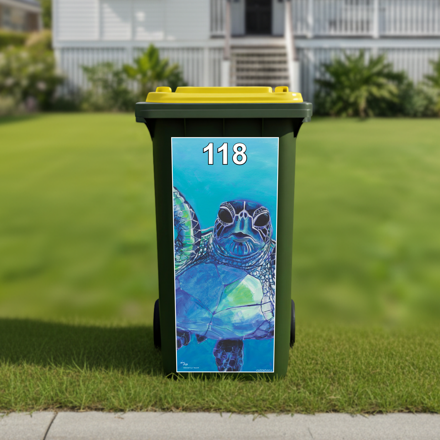 Turtle wheelie bin sticker