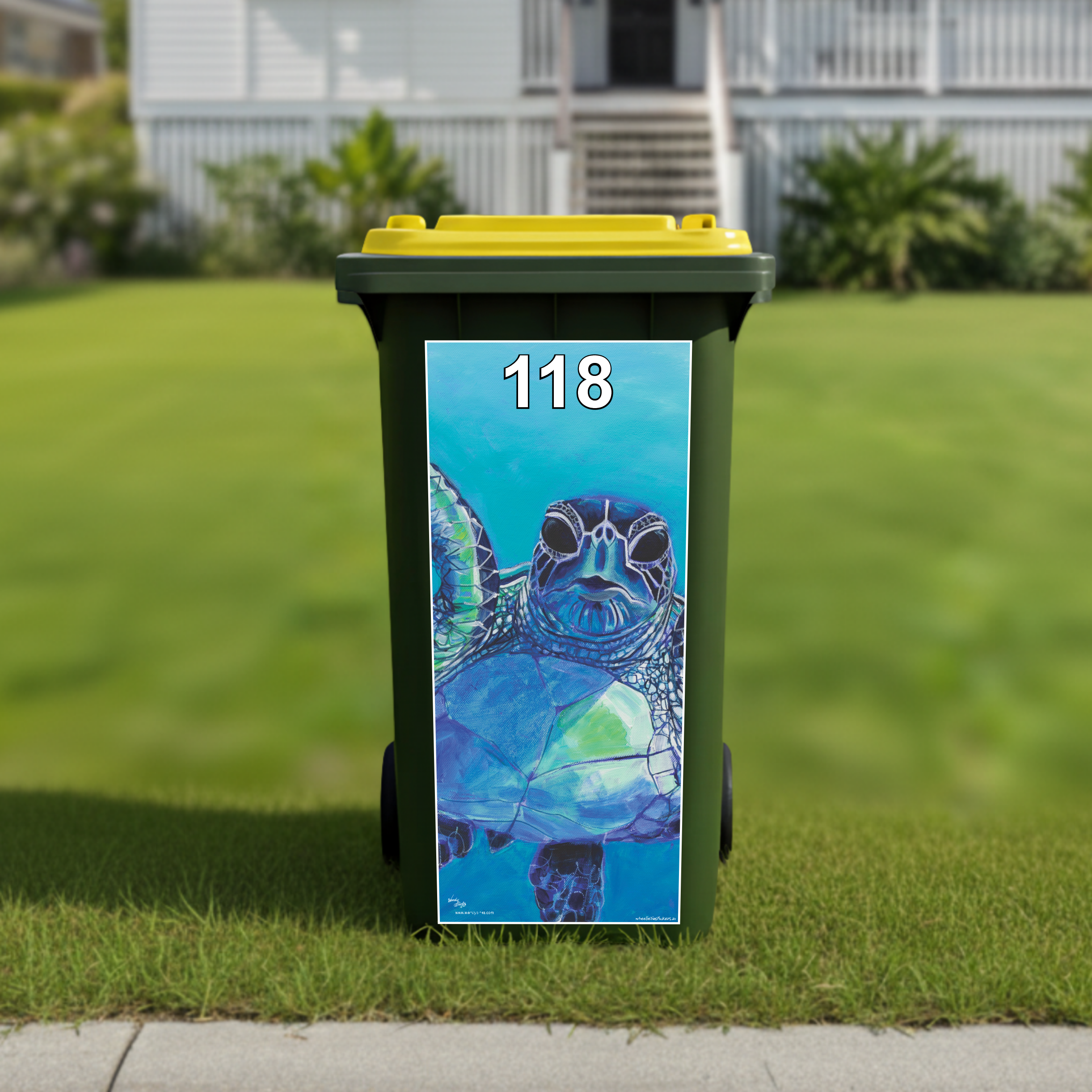 Turtle wheelie bin sticker