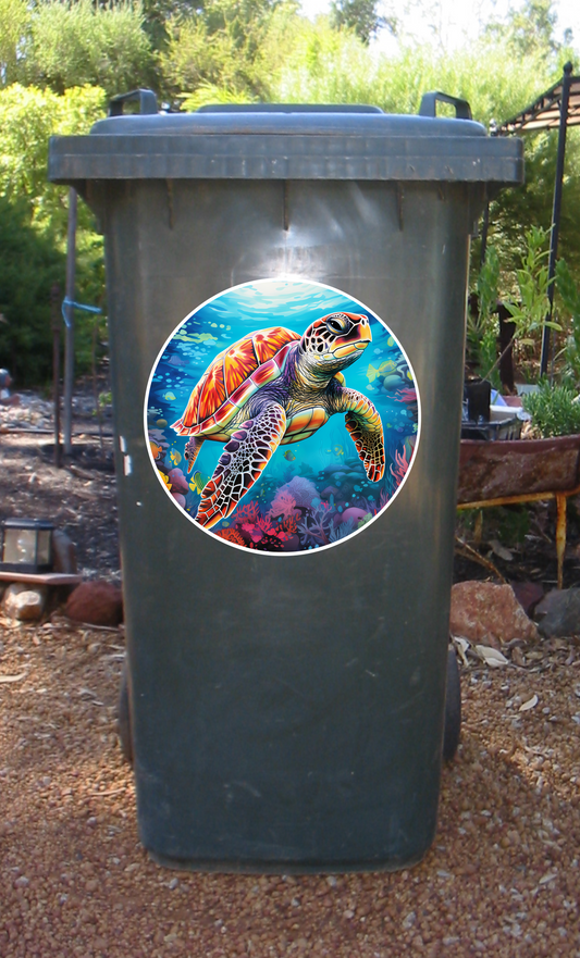 Round turtle wheelie bin sticker