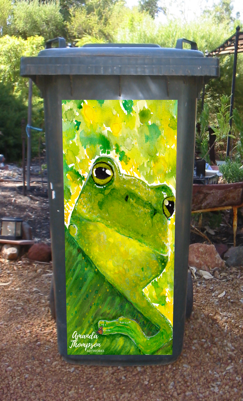Wakerly frog wheelie bin sticker