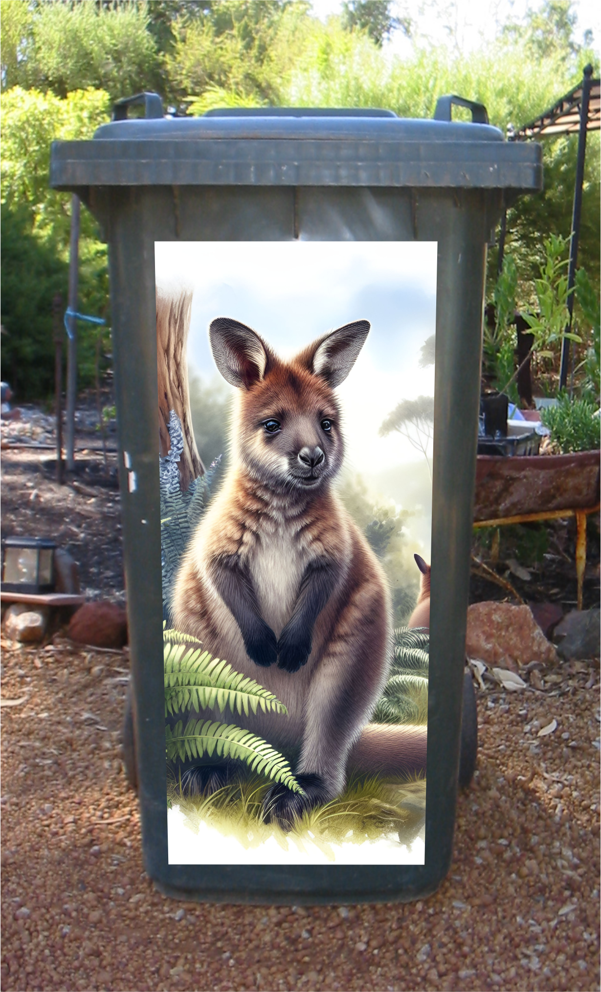Wallaby wheelie bin sticker