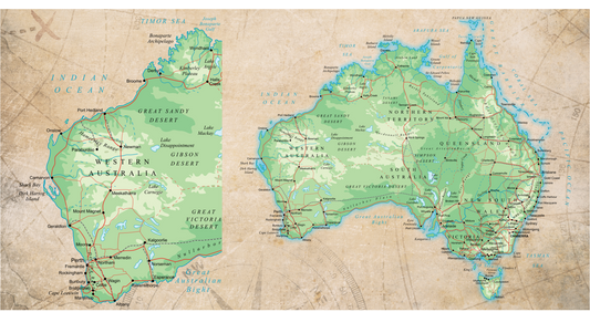 SPECIAL Map of Australia with treasure map background sticker