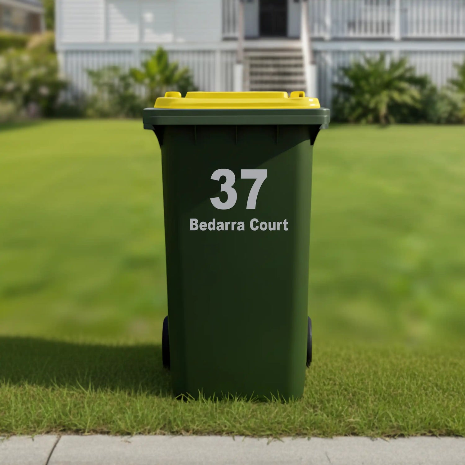 Number and address wheelie bin sticker