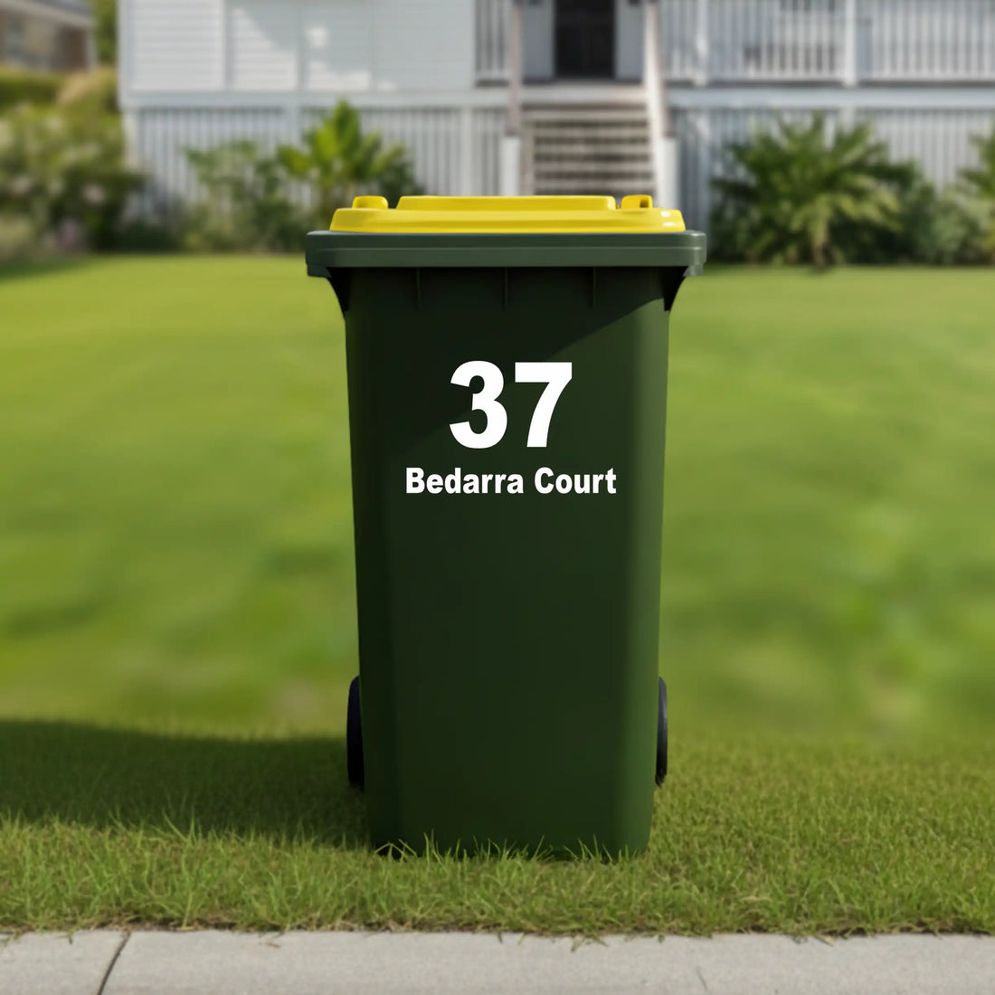 Number and address wheelie bin sticker