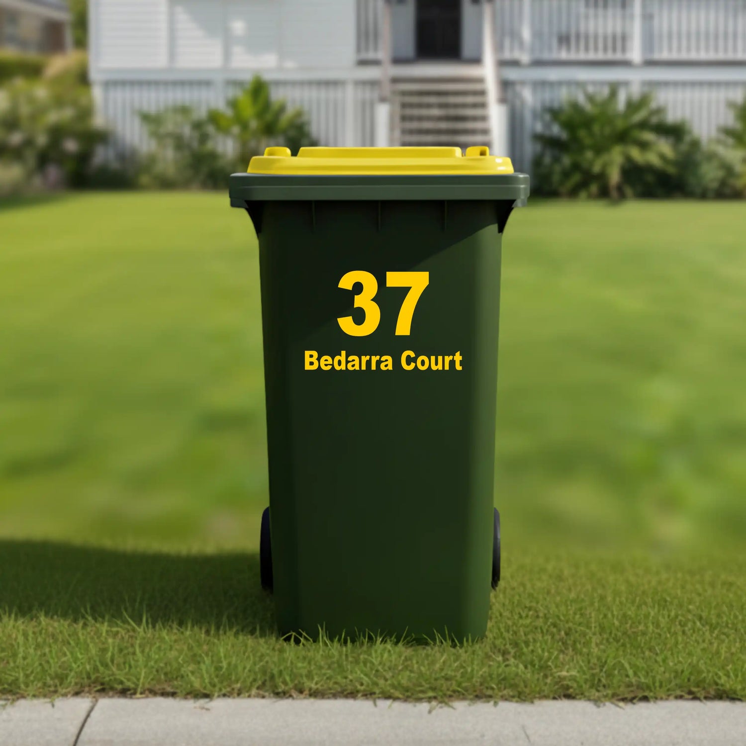 Number and address wheelie bin sticker