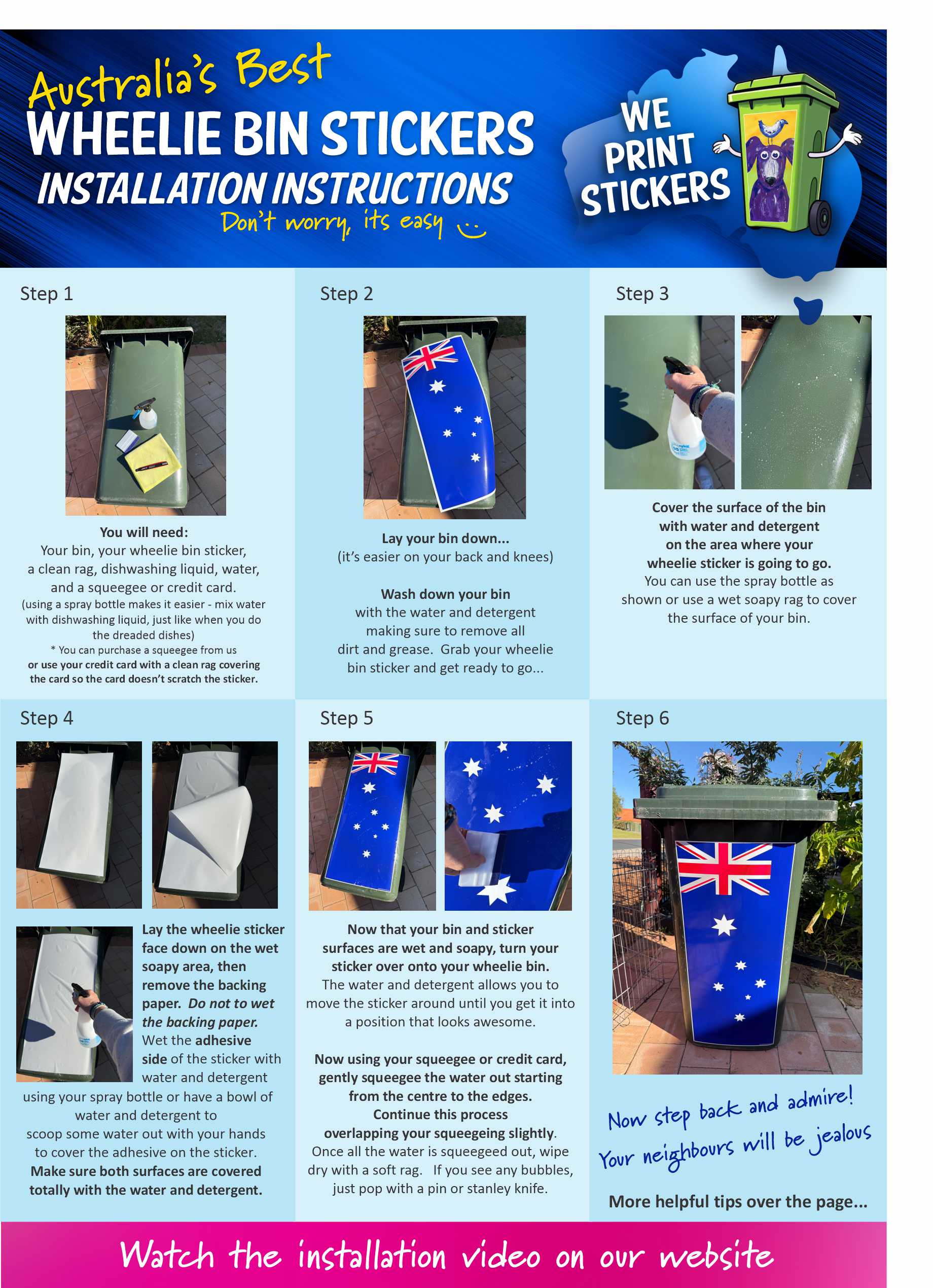 Wheelie bin sticker installation instructions
