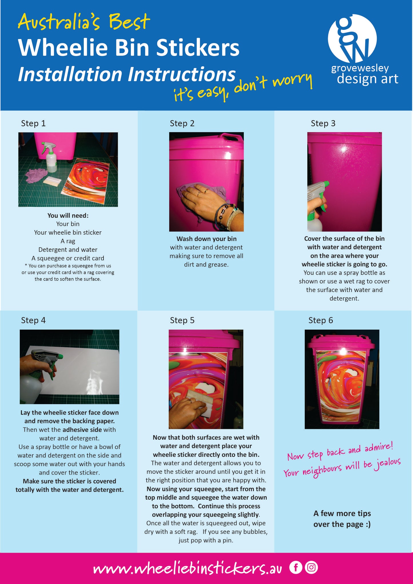 Wheelie bin sticker installation instructions
