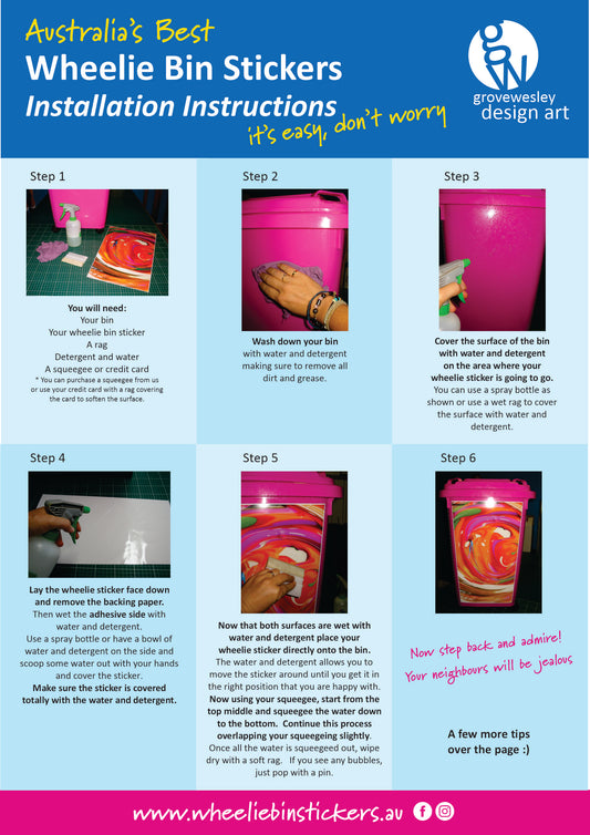Wheelie bin sticker installation instructions