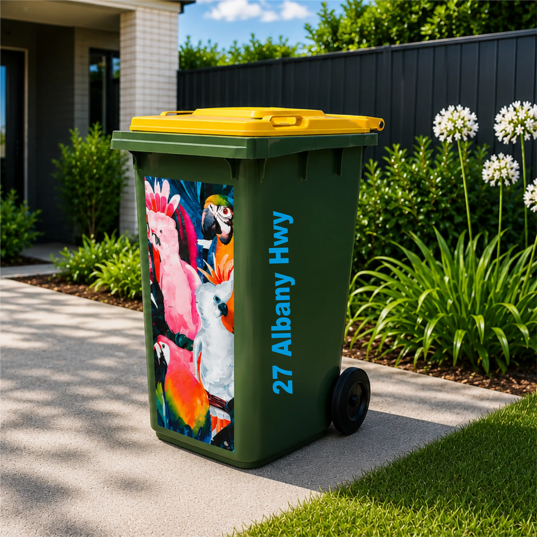 Side view number and address wheelie bin sticker