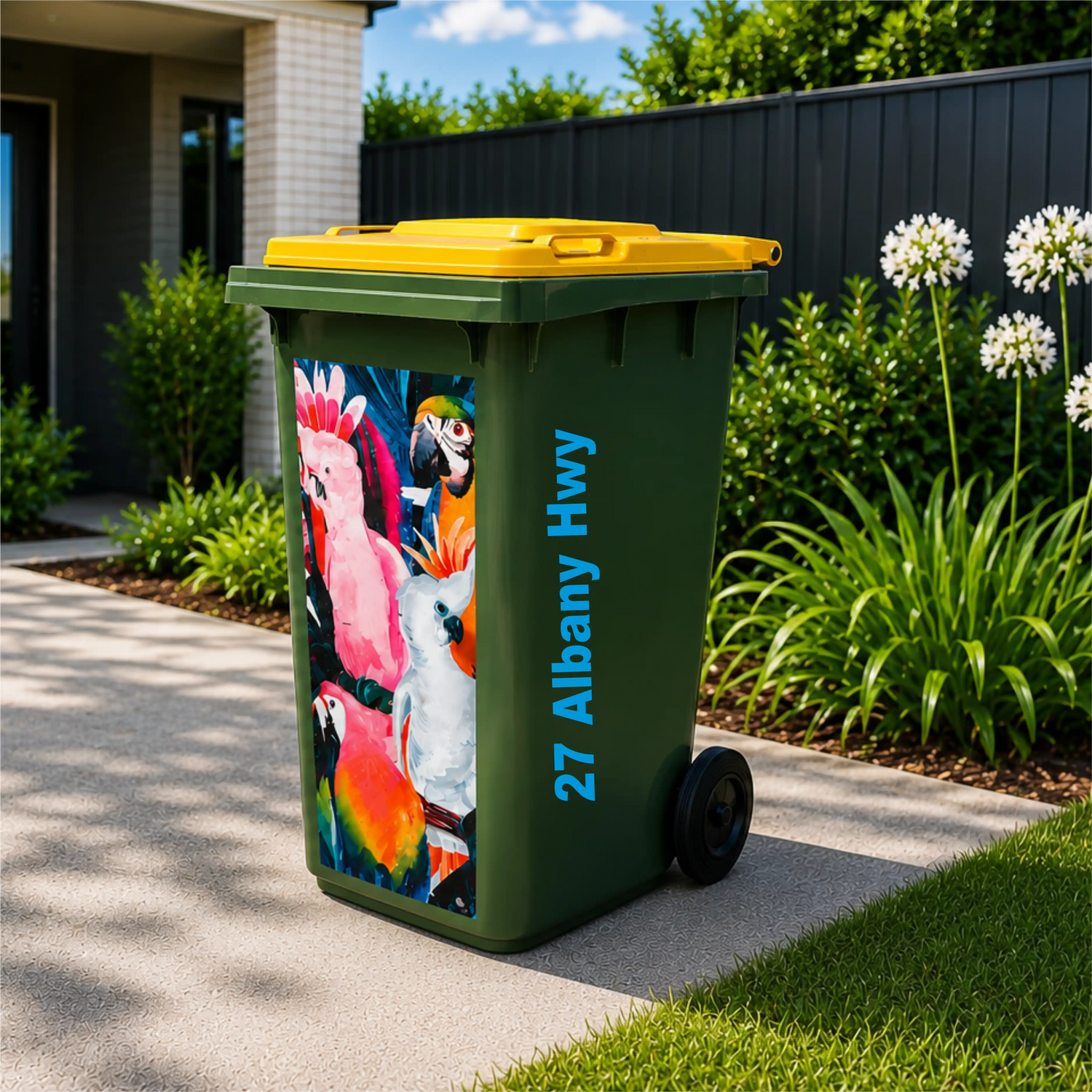 Side view number and address wheelie bin sticker