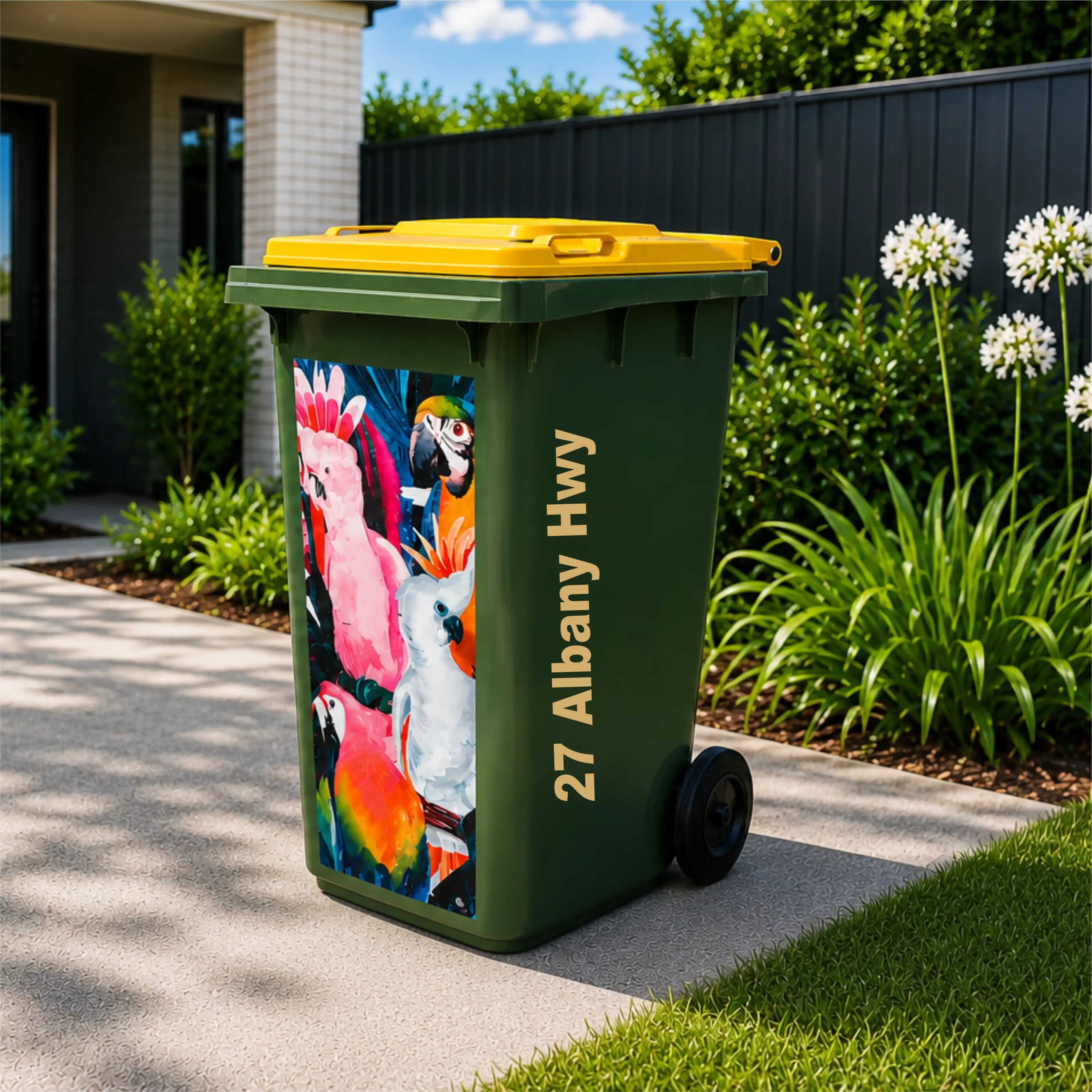 Side view number and address wheelie bin sticker