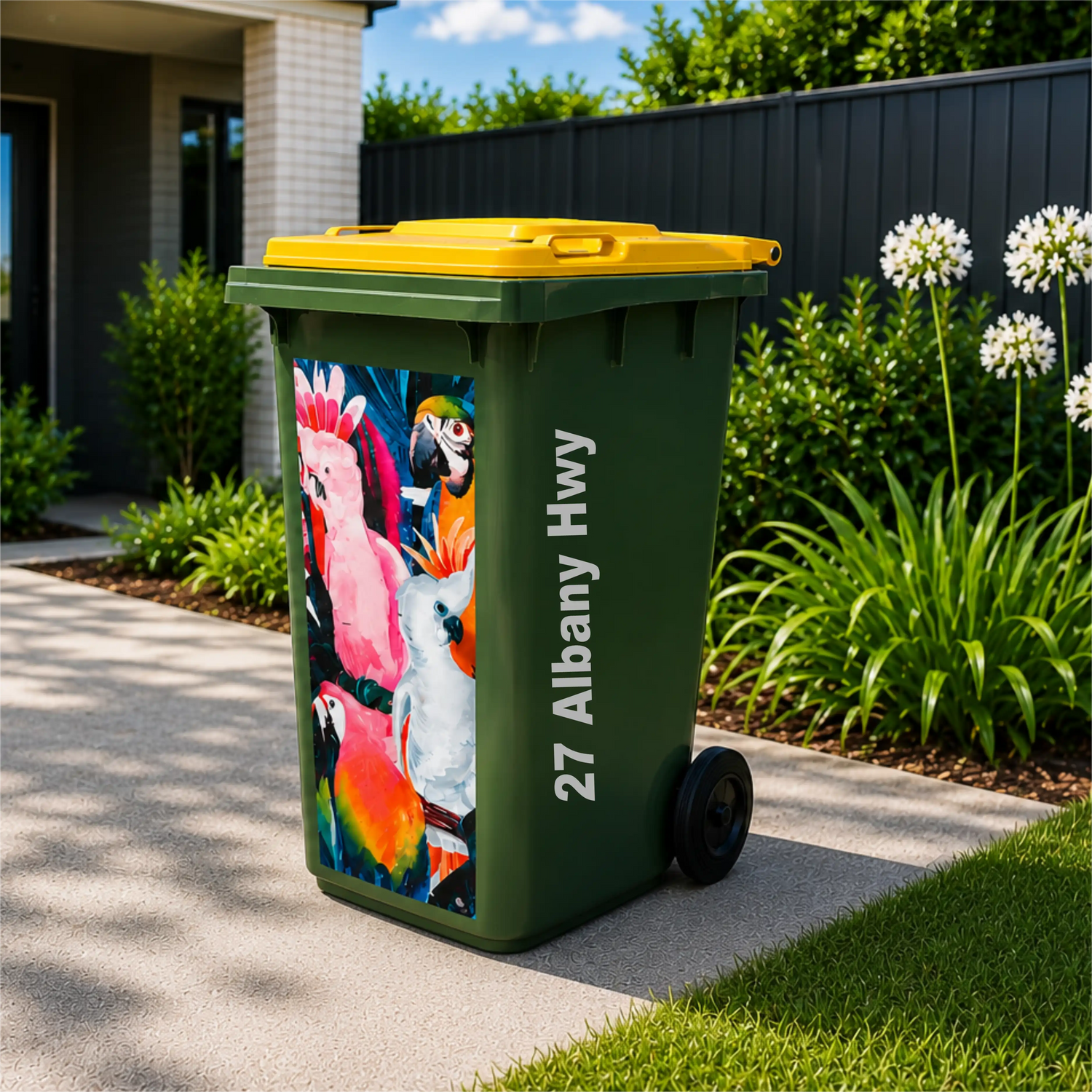 Side view number and address wheelie bin sticker