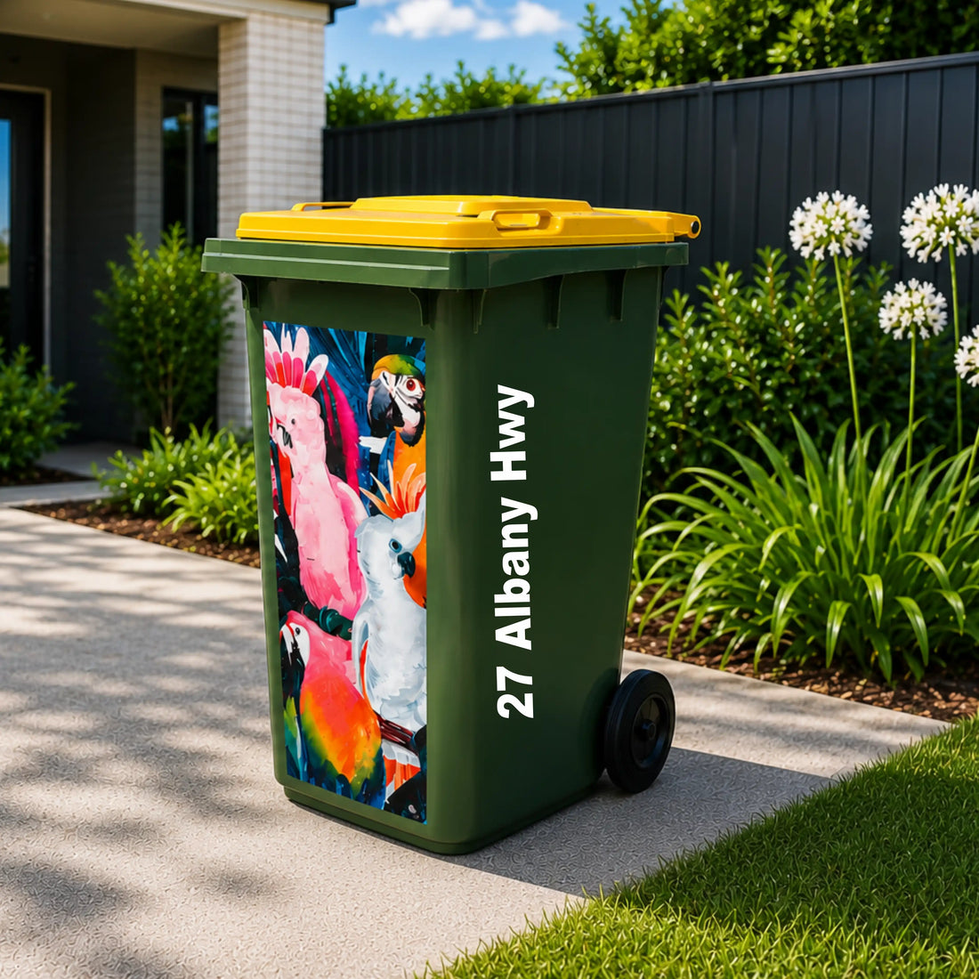 Side view number and address wheelie bin sticker