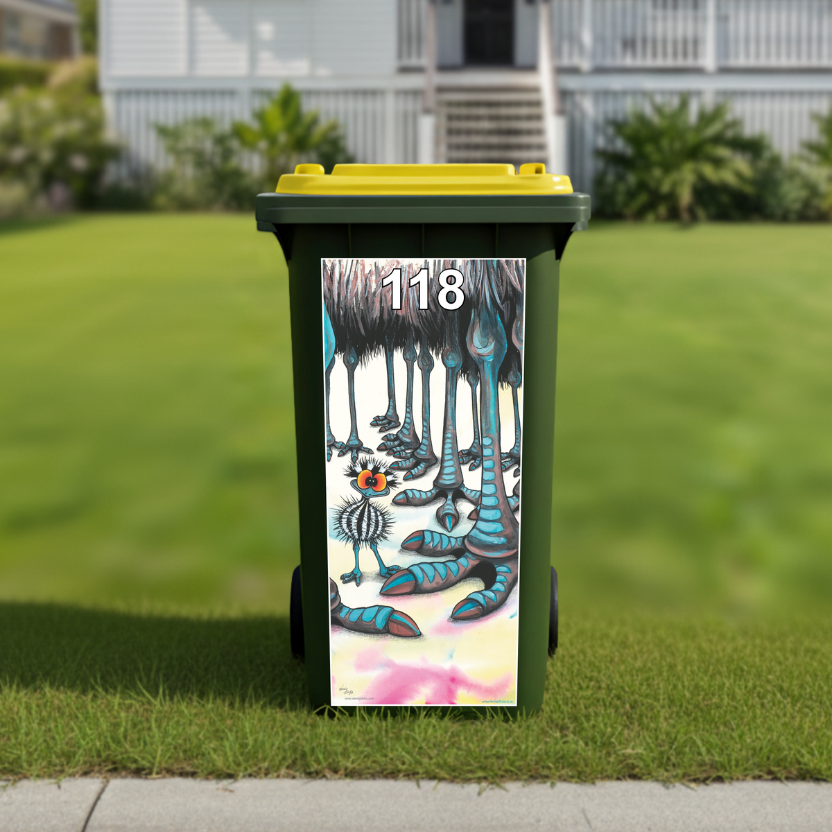 Where's stripey wheelie bin sticker – Grove Wesley Design Art