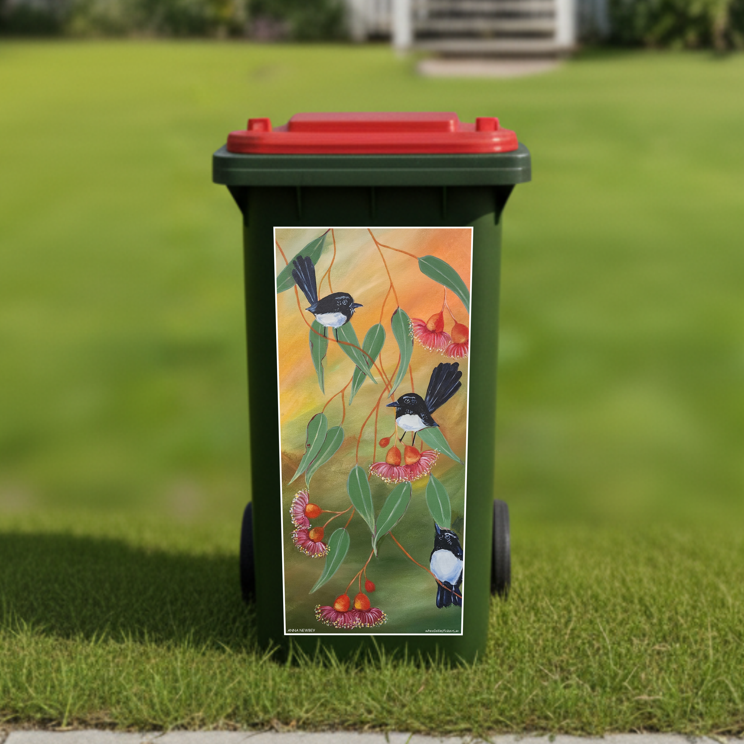 Willy wagtail wheelie bin sticker