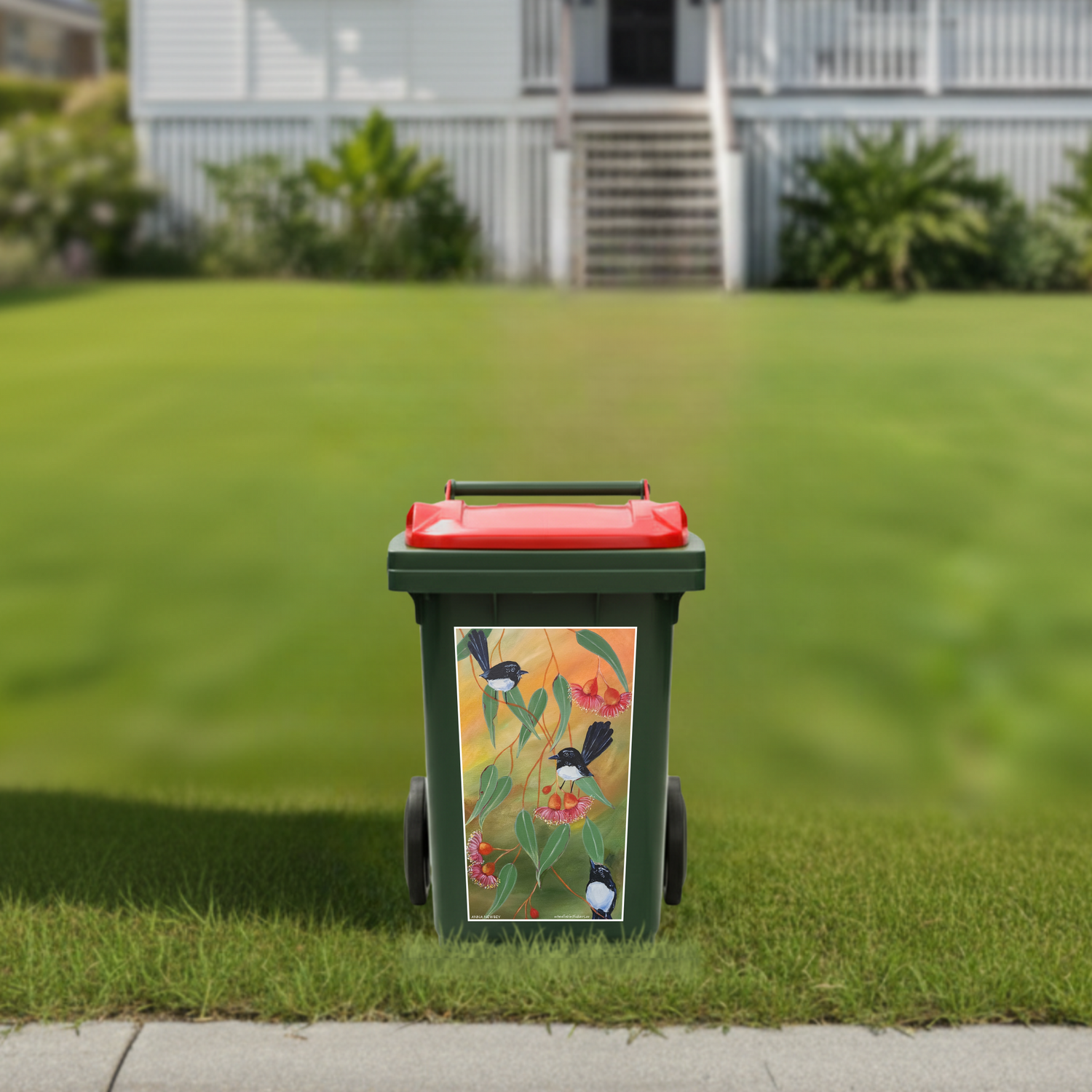 Willy wagtail wheelie bin sticker