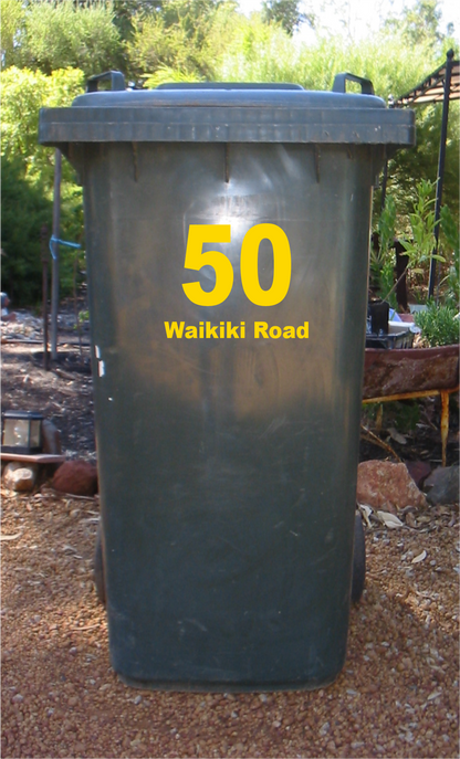 Number and address wheelie bin sticker
