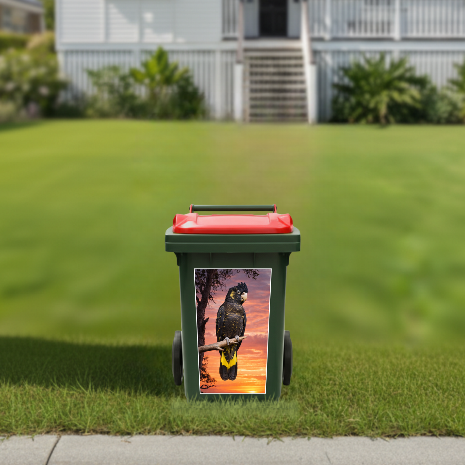 Yellow tailed black cockatoo wheelie bin sticker
